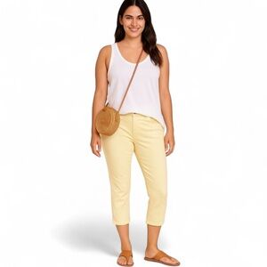 Ann Taylor LOFT Modern Capri Yellow Low Rise Stretchy Size 26
